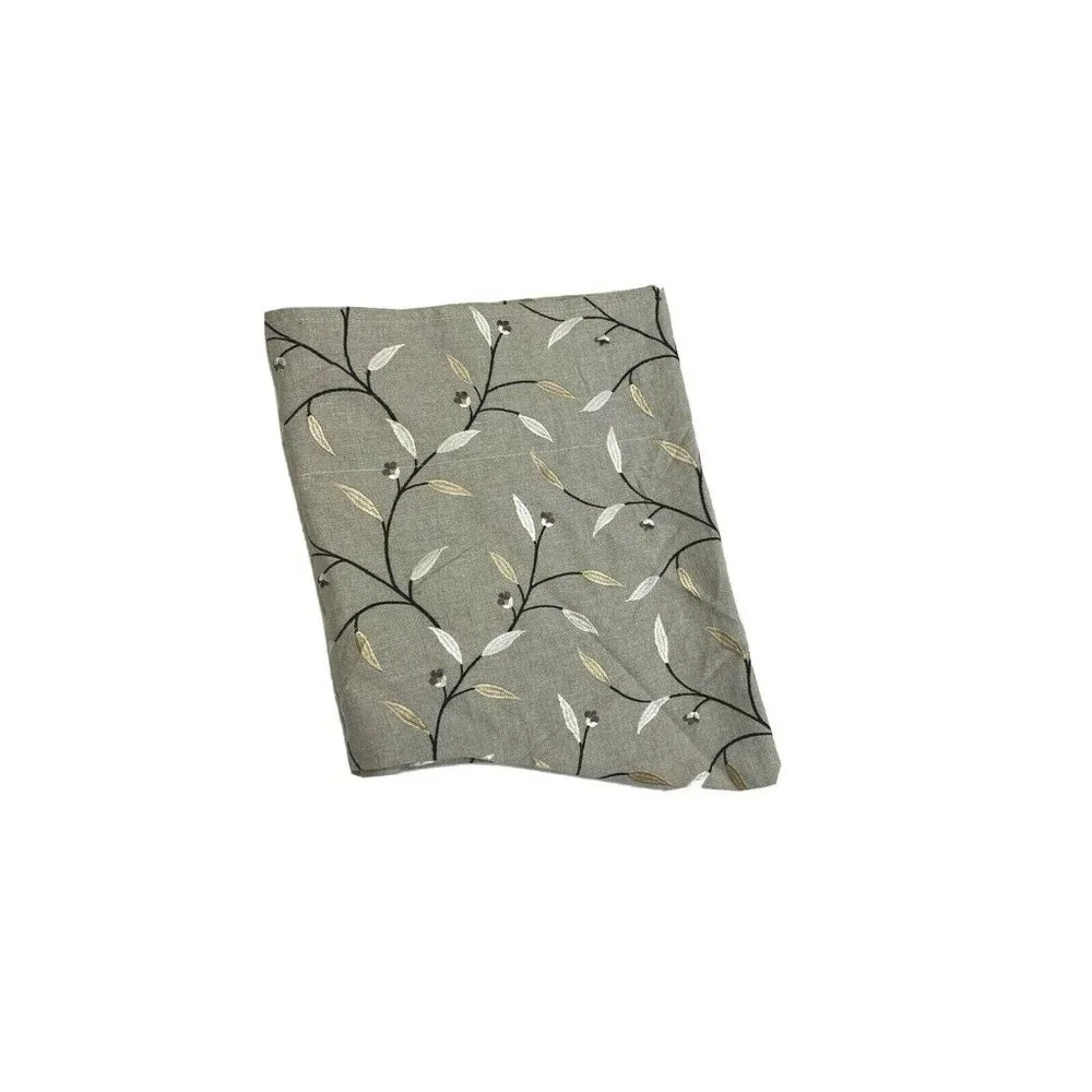 1 Handmade Custom Gray Valance Curtain Embroidered Floral Linen Luxury Window